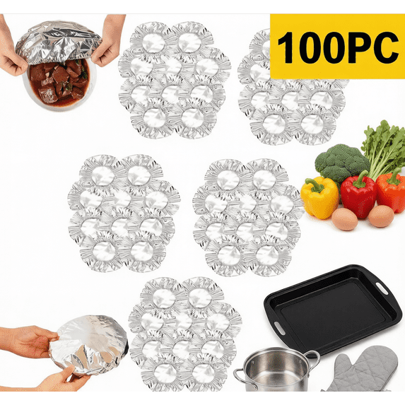 Xinyat 100pc Reusable Aluminum Foil Film Insulation Cover Kitchen Fresh Keeping Insulation Film Fresh Insulation Cover Insulation Aluminum Foil Cover Used to Keep Warm Fresh