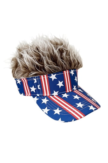 American USA Flag Straw Woven Adjustable Sun Visor Hat - Red, White & Blue CPNG American USA Flag Visor Patriotic Visor Star Stripe Sun  main image 3