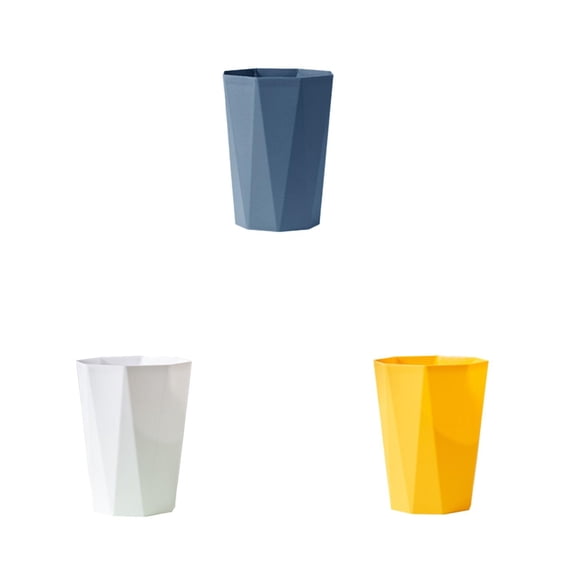 Xinyat 3pc Mini/Small Trash Can Creative Trash Can, Plastic (Yellow+Blue+White)