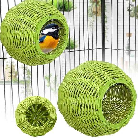 Xinyat Bird Sleeping Nest Parrot Vine Weaving Nest Golden Hamster Plastic Hanging Warm Hanging Nest Squirrel Creating Scenery Hammock Hideout Lay Eggs Parakeet Nest Sleep, Parakeet Warm Bed House Hut