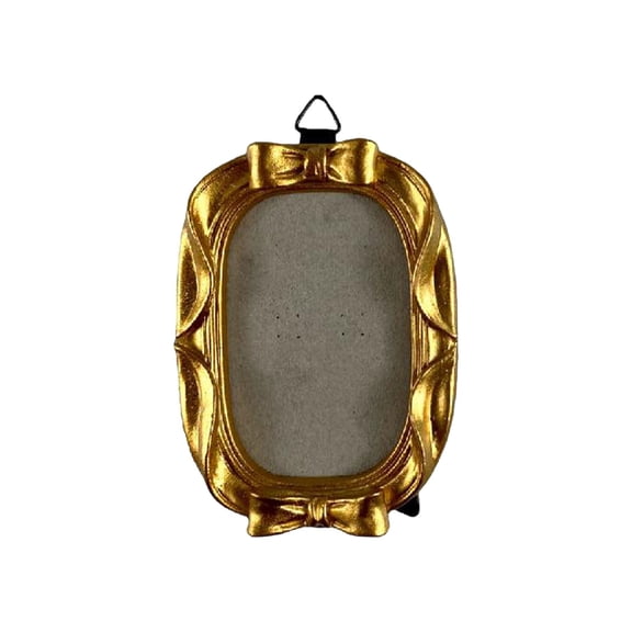 Xinyat Bright Gold Carved Frame BA, Gold Carved Photo Frame Bow Hanging Wall Frame with Stand, 6 Shapes to Choose, Versatile Tabletop & Wall Decor for Home