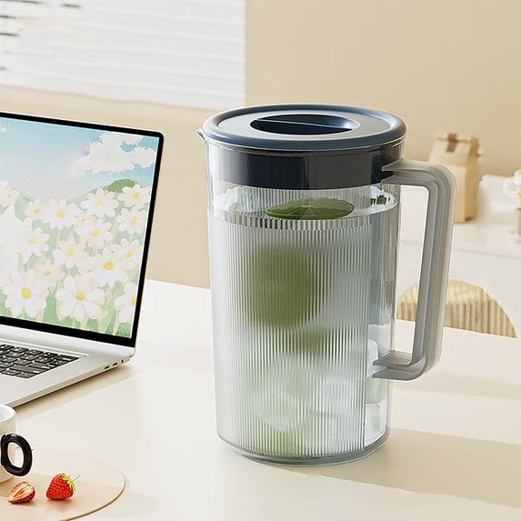 Xinyat Half Gallon Pitcher with Lid, 60 oz Beverage Juice Drink Containers, BPA-Free Plastic Water Jug for Hot/Cold Ice Tea Kettle Transparent, Blue