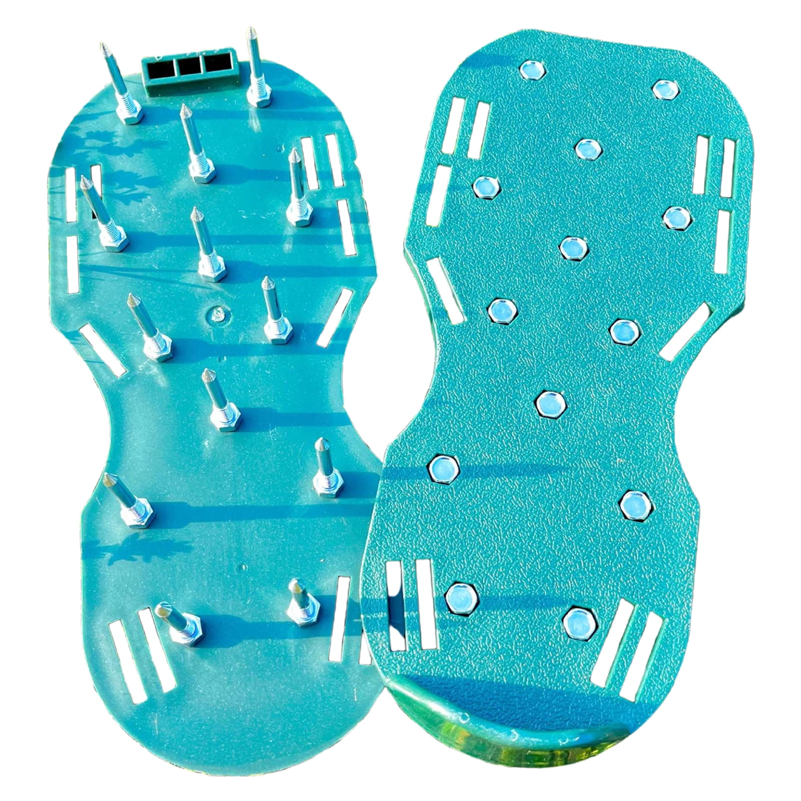 Xinyat Lawn Aerator Shoes Garden Soil Loosening Shoes Green Nail Shoes, Nail Length 4.2cm 29x13 cm, Yard Tool with Hook & Loop Straps for Effectively Aerating Soil, One Size Free Installation