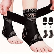 Xinyi Ankle Brace Compression Sleeve for Men & Women, Adjustable Ankle Support Brace for Plantar Fasciitis, Sprained Ankle, Achilles Tendonitis, Running & Sports Recovery, 2-Pack, Black, L