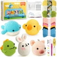 thumbnail image 1 of Xinyi Beginner Crochet Kit with Hook and Yarns, 5 PCS Animal Set for Adults, Includes Step-by-Step Instructions and Video Tutorials, Complete Crochet Set, 1 of 7