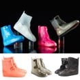 thumbnail image 1 of Xinyolin 1 Pair Boot Covers Buckle Closure Dustproof Matte Finish Non-Slip Ankle High Shoe Protection Thickened Foldable Waterproof Rain Shoe Covers for Rain, 1 of 7