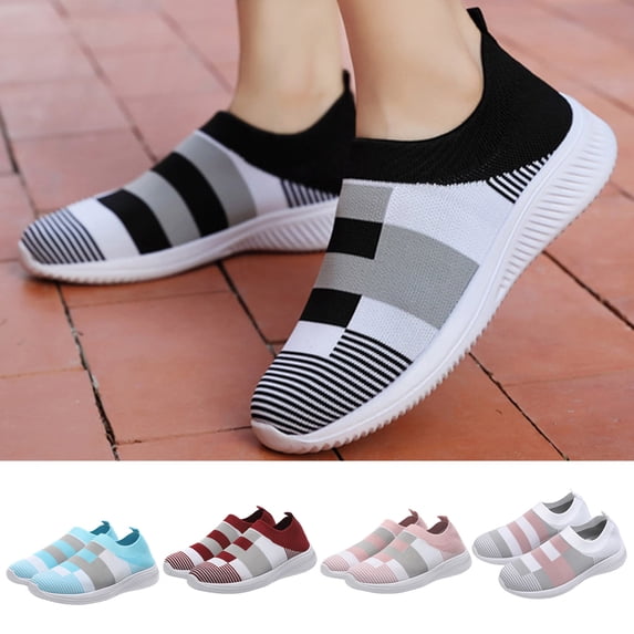 Xinyolin 1 Pair Flat Shoes Soft Sole Slip on Breathable Flat Platform Anti-skid Walking Lightweight Sneakers Women Walking Shoes Daily Wear