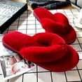 thumbnail image 1 of Xinyolin 1 Pair Women Slippers Thicken Furry Plush Practical Winter Flip Flops for Home, 1 of 8