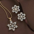 thumbnail image 1 of Xinyolin 1 Set Ear Studs Glitter Antiallergic Elegant Temperament Snowflake Shape Rhinestone Earrings Necklace Jewelry Accessory, 1 of 7