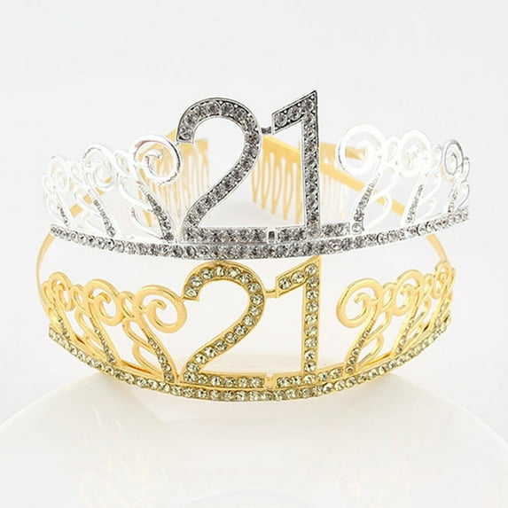 Xinyolin 10/18/21/30/40/50 Birthday Party Tiara Rhinestone Headband Hair Loop Crown Decor