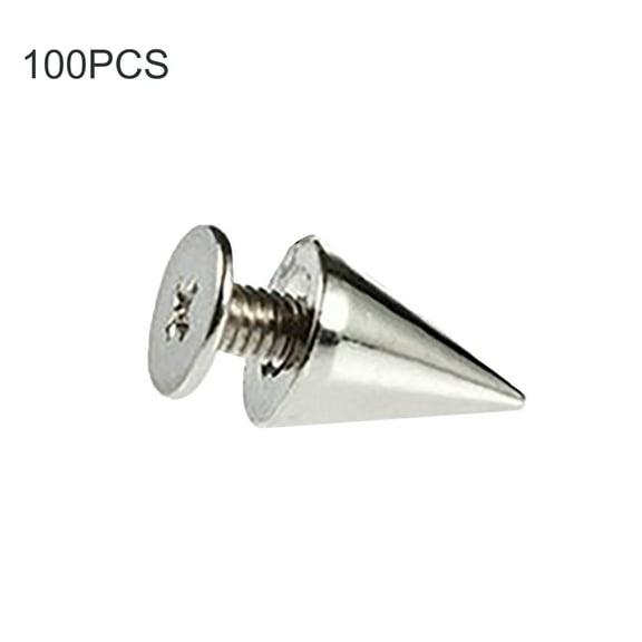 Xinyolin 100Pcs 9.5mm Punk Silver Cone Spikes Screwback Studs DIY, Craft Cool Rivets