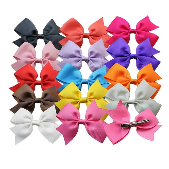 Xinyolin 10Pcs Fashion Girls Solid Color Ribbon Bowknot Hair Clip Hairpin Party Headwear
