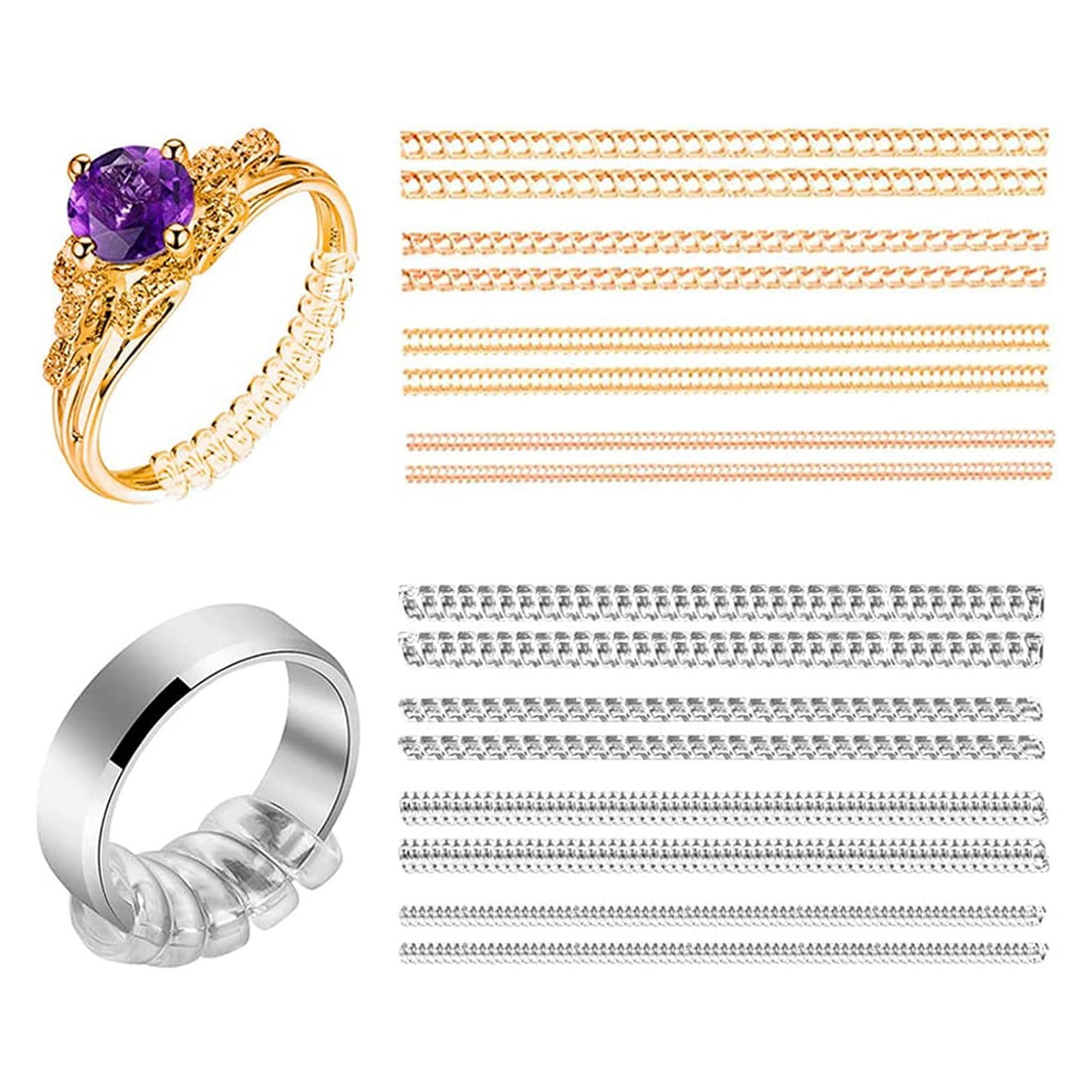 Xinyolin 16Pcs Spiral Based Ring Size Adjuster Clear Ring Jewelry Guard ...
