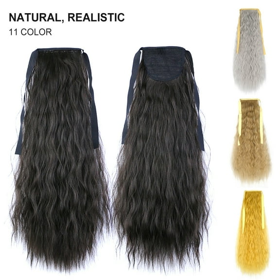 Xinyolin 20inch Synthetic Fiber Long Wavy Curly Ponytail Wig Hair Extension Hairpiece