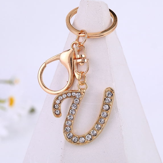 Xinyolin 26 Letters Rhinestone Key Chain - Unisex Compact Long Lasting Key Ring