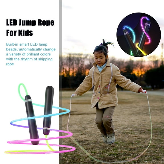Xinyolin 280CM Light-up Skipping Rope USB Rechargeable Color Changing LED Jump Rope Tangle-Free Beginner Kids Adults Fitness Training Jump Rope