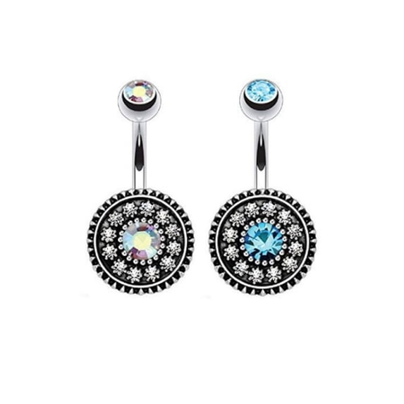 Xinyolin 2Pcs Women Surgical Steel Round Belly Bar - Navel Rings Body Piercing Jewelry