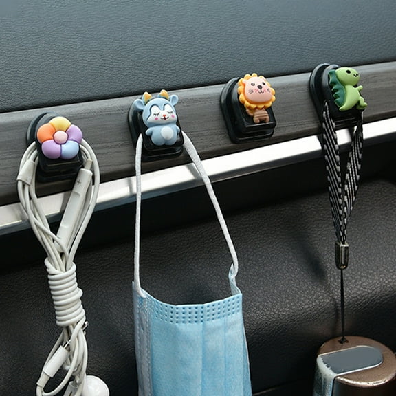 Xinyolin 6Pcs Car Hook - Multifunctional Strong Adhesiveness Cute Sticky Car Seat Back Sundries Storage Hook for Home