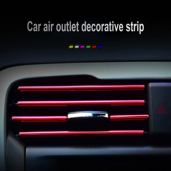 Xinyolin Air Vent Trim Strip - 10Pcs/Set Bright Color Interior Modification, Glossy PVC Vent Decorative Strip for Car