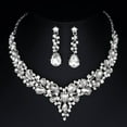 thumbnail image 1 of Xinyolin Alloy Wedding Jewelry Set - Hollow Out Lightweight Shiny Rhinestone Necklace Earring Set for Banquet, 1 of 8