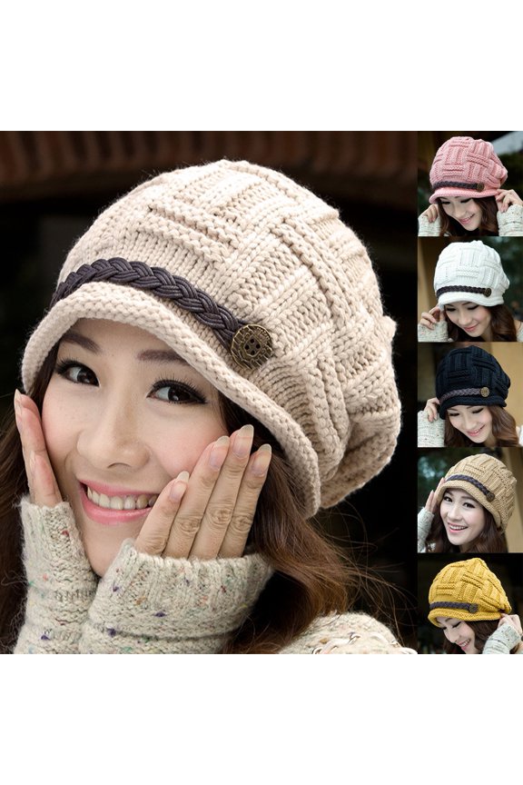Beanie Hat Belt Decoration Korean Style Autumn Winter Windproof Warm Hat for Outdoor