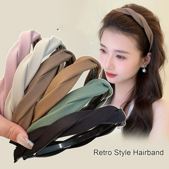 Xinyolin Braided Headband: Anti-slip Solid Color Wide Hair Band Face Washing Makeup Hair Loop Women Hair Accessories