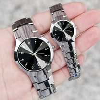 Xinyolin Casual Couple Round Dial Calendar Alloy Watch, Analog Quartz Wrist Watch