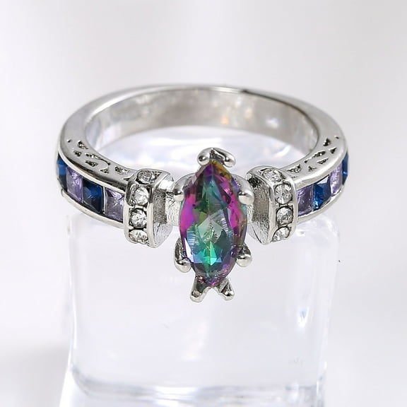 Xinyolin Colorful Cubic Zirconia Luxury Fashion Ring - Trendy Finger Ring for Banquet