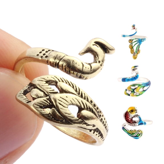 Xinyolin Crochet Loop Peacock Design Adjustable Sewing Ring Wear Thimble Knitting Supplies