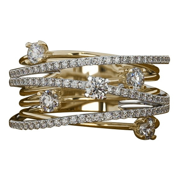 Xinyolin Cross Dual Color Cubic Zirconia Inlaid Ring, a Wedding Jewelry Gift