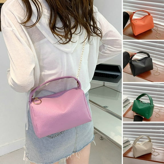 Xinyolin Crossbody Bag Space-Saving Large Capacity Zipper Closure Portable Handle Detachable Shoulder Strap Decorate Square Women Chain Shoulder Bag Women Accessory