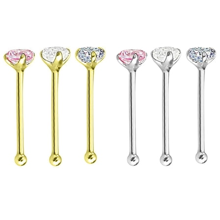 Xinyolin Cubic Zirconia Stainless Steel Nose Studs, Women's 3Pcs/Set Body Piercing Jewelry