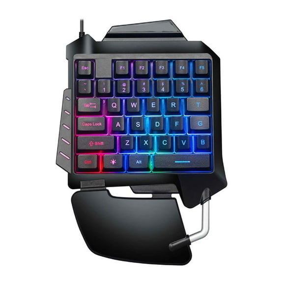 Xinyolin D15 Ergonomic Single One Hand Backlit Gaming Keyboard USB Wired Keypad for PC