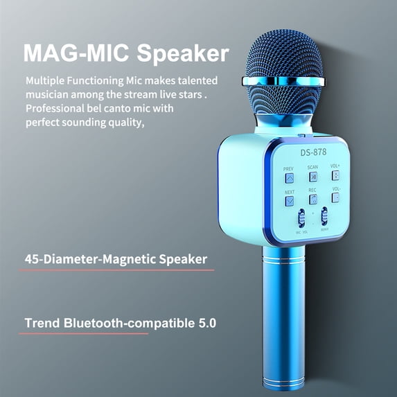 Xinyolin DS878 Wireless Microphone Five Sound Modes Support U Disk/TF Card Metal 4 in 1 Bluetooth compatible Condenser Mic Music for Boys Girls