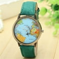 thumbnail image 1 of Xinyolin Denim Band Plane World Map Dial Analog Quartz Fashion Men Women, Wrist Watch Gift, 1 of 8