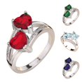 thumbnail image 1 of Xinyolin Double Heart Shape Cubic Zirconia Ring, Women's Fashion Jewelry Gift, 1 of 8