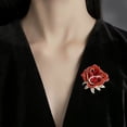 thumbnail image 1 of Xinyolin Elegant Red Rose Flower Shape Brooch Shining Rhinestones Inlaid Pin Evening Gown Dress Badge Coat Party Accessories, 1 of 7