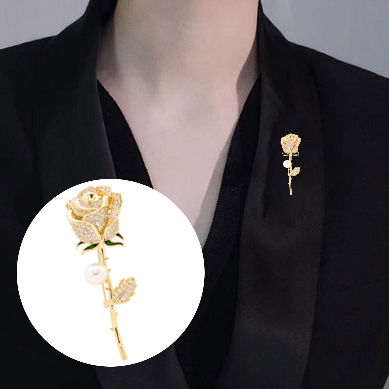 D-GROEE Faux Pearl Letter Brooch Pin - Elegant Women's Lapel Badge, Alloy With Pearl, Uppercase Letter Design - View #2