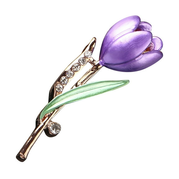 Xinyolin Fashion Lady Tulip Brooch Rhinestone Decor Flower Pin, Elegant Suit Breastpin