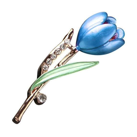 Xinyolin Fashion Lady Tulip Brooch Rhinestone Decor Flower Pin, Elegant Suit Breastpin