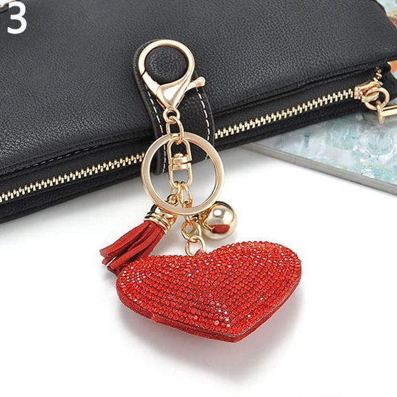 Xinyolin Fashion Rhinestone Heart Shape Pendant Handbag Keychain Bag, Keyring Key Chain