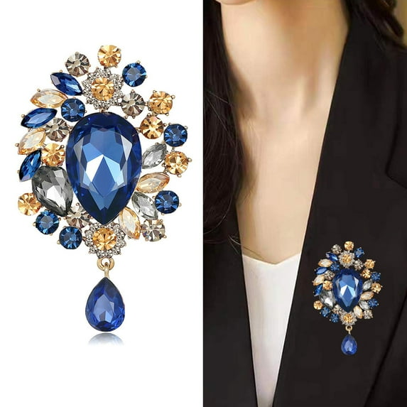 Xinyolin Faux Crystal Brooch Shiny Rhinestone Inlay Brooch Pin Women Trend Elegant Party Jewelry Accessory Wedding Anniversary Gift