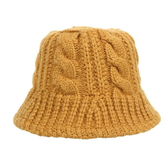 Xinyolin Fisherman Hat Breathable Twist Braid Solid Color Sun Plush Bucket Cap for Winter