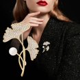 thumbnail image 1 of Xinyolin Ginkgo Leaf Shape Brooch Faux Pearl Shiny Rhinestone Stainless Exquisite Colorfast Luxury Bag Collar Scarf Hat Decoration Clothes Pin Lady Jewelry, 1 of 8