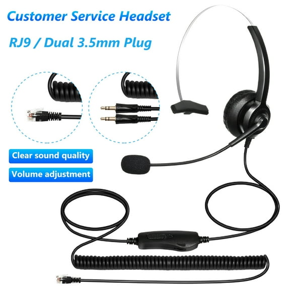 Xinyolin H300 Customer Service Headset Lossless Noise Reduction Breathable 3.5mm RJ9 MIC Long Cable Call Center Headphone for Telemarketing