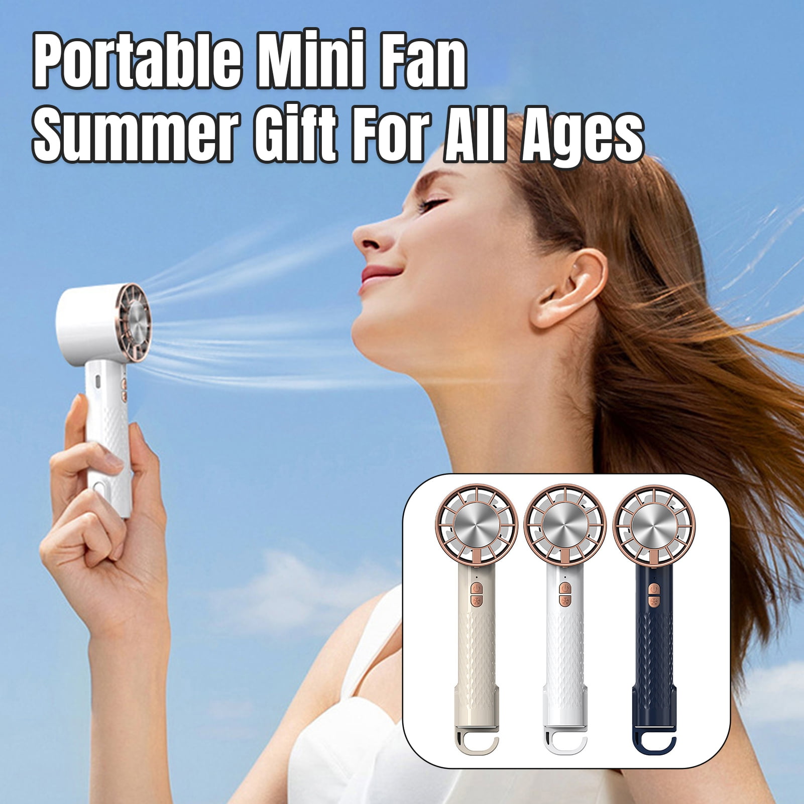 Xinyolin Handheld Cooling Fan 3 Speeds Adjustable Low Noise USB ...