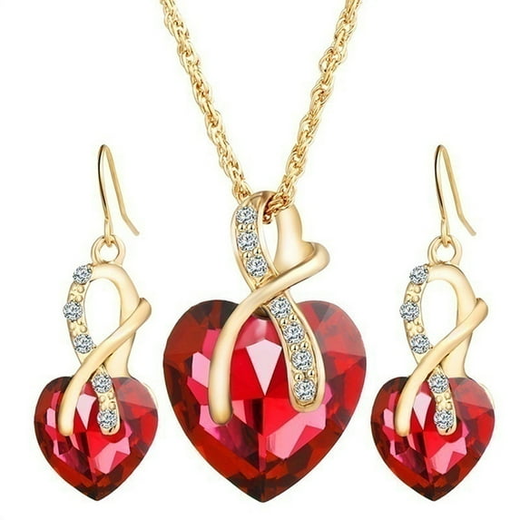 Xinyolin Heart-Shaped Alloy Necklace Earrings Jewelry Set, Party Wear