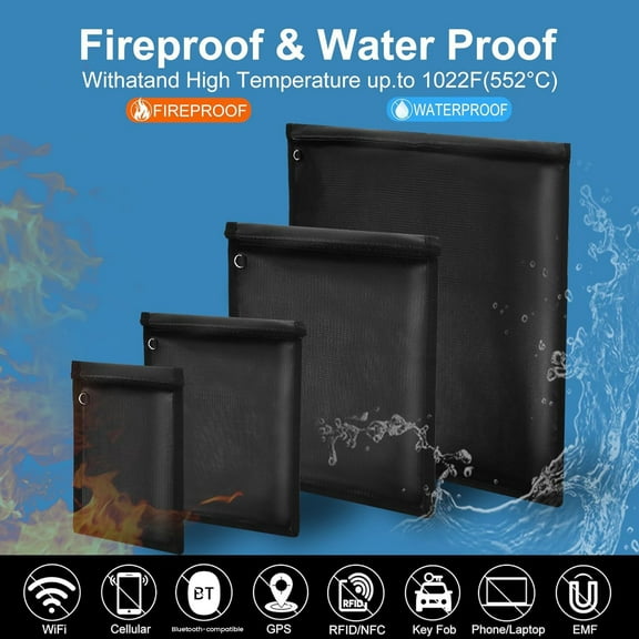 Xinyolin Large Faraday Bags: 4Pcs Proof Faraday Cages for Laptops Tablets Phones Car Keys Fireproof Waterproof Anti-Tracking RFID Pouch