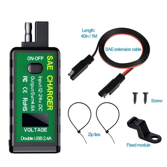 Xinyolin M.2 3.1A/4.8A SAE to USB Type-C Motorcycle Voltmeter ON/Off Switch Fast Charger