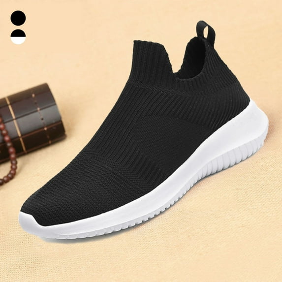Xinyolin Men Knit Low-cut Slip-on Sock Sneakers Breathable Anti Skid Work Jogging Shoes
